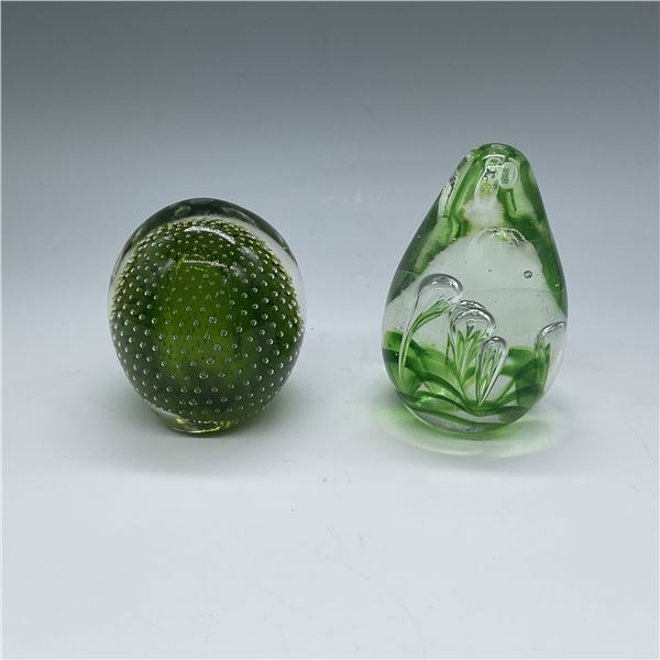 2pc Controlled Bubbles & Floral Paperweights