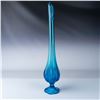 Image 1 : Blue Art Glass Floor Vase with Scalloped Base