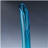 Image 2 : Blue Art Glass Floor Vase with Scalloped Base