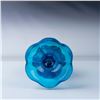 Image 4 : Blue Art Glass Floor Vase with Scalloped Base