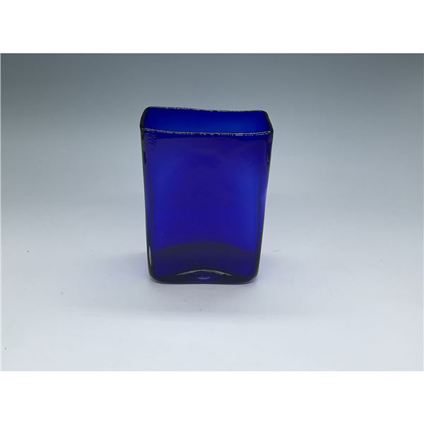 Cobalt Blue Art Glass Vase, Rectangular