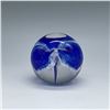 Image 2 : Glass Eye Studio Paperweight, Blue and White Swirl,