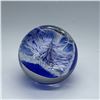 Image 3 : Glass Eye Studio Paperweight, Blue and White Swirl,