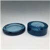 Image 1 : 2pc Blue Glass Ashtray Set, Modern Design