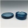 Image 2 : 2pc Blue Glass Ashtray Set, Modern Design