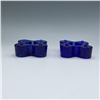Image 2 : 2pc Cobalt Blue Glass Flower Candle Holders