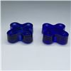 Image 3 : 2pc Cobalt Blue Glass Flower Candle Holders