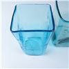 Image 3 : 2pc Handblown Blue Square Glass Vases