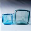 Image 5 : 2pc Handblown Blue Square Glass Vases