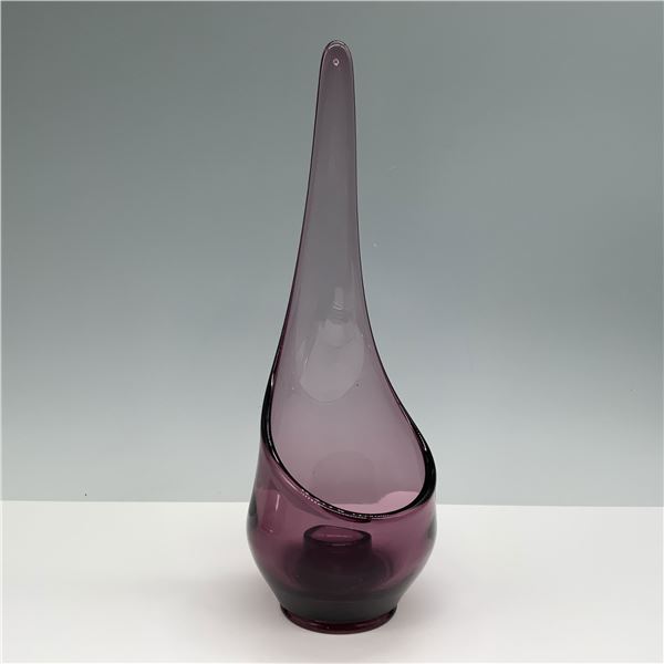 Vintage Purple Glass Candleholder, Tear Drop Design