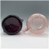 Image 3 : 2pc Handblown Crackled Glass Pitcher, Amethyst and Pink