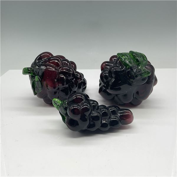 3pc Handcrafted Glass Grape Sculptures