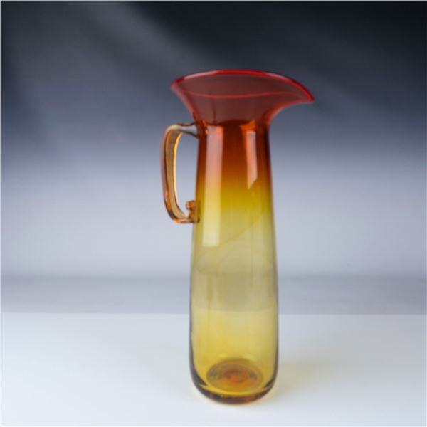 Amber and Yellow Gradient Hand Blown Glass Pitcher