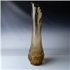 Image 1 : Amber Glass Vase, Scalloped Rim and Textured Design