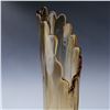Image 2 : Amber Glass Vase, Scalloped Rim and Textured Design