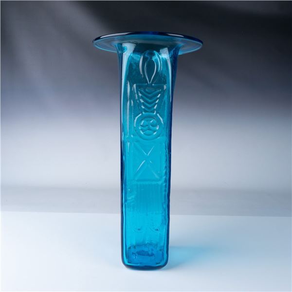 Aqua Blue Art Glass Vase