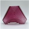 Image 1 : Art Deco Cranberry Glass Vase, Geometric Ribbed Design