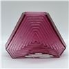 Image 2 : Art Deco Cranberry Glass Vase, Geometric Ribbed Design
