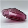 Image 3 : Art Deco Cranberry Glass Vase, Geometric Ribbed Design
