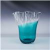 Image 1 : Art Glass Vase with Blue-Toned Gradient & Flared Rim