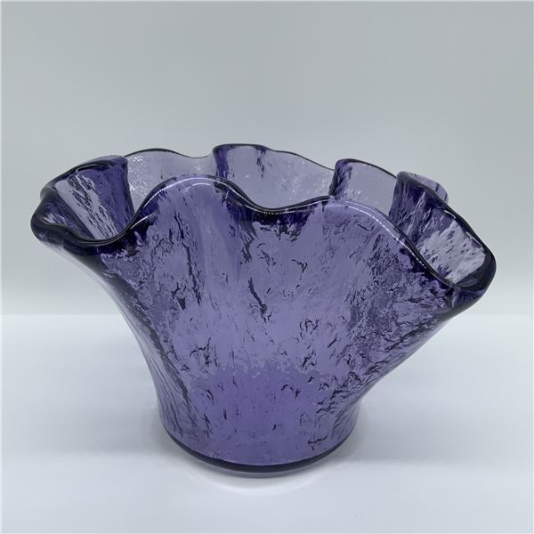 Art Glass Vase, Amethyst Ruffled Design