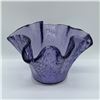 Image 2 : Art Glass Vase, Amethyst Ruffled Design