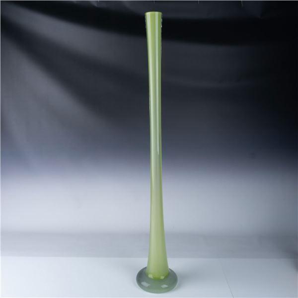 Green Glass Vase with Flared Rim
