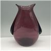 Image 1 : Hand-Blown Art Glass Vase in Deep Amethyst with Black Accent