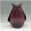 Image 2 : Hand-Blown Art Glass Vase in Deep Amethyst with Black Accent