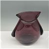 Image 3 : Hand-Blown Art Glass Vase in Deep Amethyst with Black Accent
