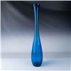 Image 1 : Handblown Blue Glass Vase, Flared Top