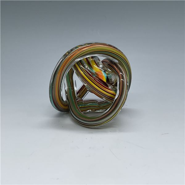 Multicolored Art Glass Knot Paperweight