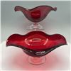 Image 1 : Pair of Ruby Red Glass Pedestal Bowls
