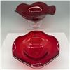 Image 2 : Pair of Ruby Red Glass Pedestal Bowls