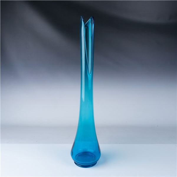 Tall Blue Swung Glass Vase