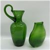 Image 2 : Two Green Glass Vessels, Hand-Blown Forms