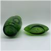 Image 3 : Two Green Glass Vessels, Hand-Blown Forms