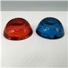 Image 3 : 2pc Art Glass Ashtray Set, Red and Blue Color Variations