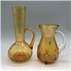 Image 1 : 2pc Handblown Amber Glass Pitchers