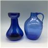 Image 1 : 2pc Handblown Blue Glass Jug and Vase