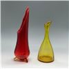 Image 2 : 2pc Mid-Century Art Glass Vases, Amberina and Amber