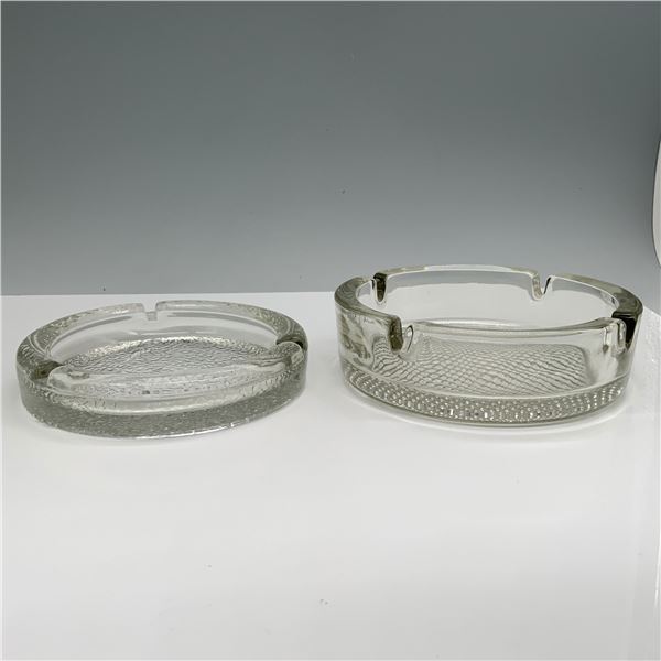 2pc Mid-Century Glass Ashtray Set