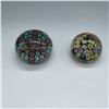 Image 1 : 2pc Millefiori Paperweights, Multicolor and Floral Des