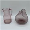 Image 1 : 2pc Pink Hand-Blown Glass Pitcher and Vase Set
