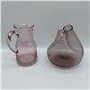 Image 2 : 2pc Pink Hand-Blown Glass Pitcher and Vase Set