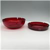 Image 1 : 2pc Red Glass Ashtray Set, One Sasaki Marked