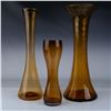 Image 1 : 3pc Amber Glass Vase Set, Mid-Century Modern Design