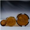 Image 5 : 3pc Amber Glass Vase Set, Mid-Century Modern Design