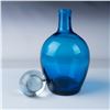 Image 3 : 3pc Hand-Blown Blue Glass Collection, Decanter and Vases
