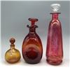 Image 2 : 3pc Handblown Multicolor Crackle Glass Decanters